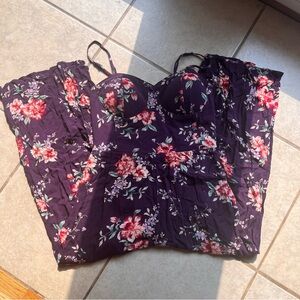 Purple jumpsuit with floral print